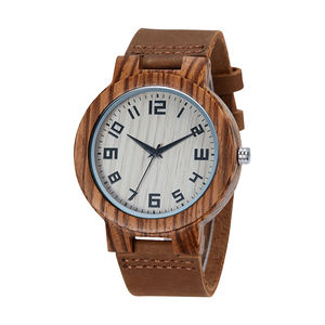 TJW luxe affaires <span class=keywords><strong>Style</strong></span> montre à Quartz pour hommes 46mm rond boîtier en bois Seiko mouvement pointeur cadran affichage hommes mode charme - Product Image 1