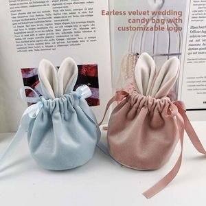 Bolsa de Regalo de Terciopelo con Cordón y Orejas de Conejo para Joyería, Dulces, Chocolate, Bolsa de Regalo de Felpa Suave con Orejas de Conejo de Pascua - Product Image 2
