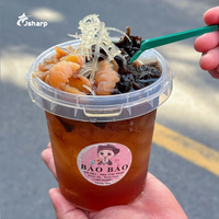 Gobelets jetables Jsharp de 24 oz et 32 oz pour boissons à emporter, gobelets en plastique PP transparent pour bubble tea, boba, thé aux fruits, avec poignée et couvercle