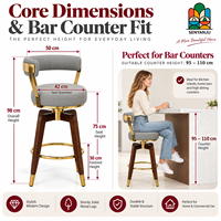 Tabourets de bar pivotants modernes, revêtement en cuir PU gris, base dorée, pieds en bois, pour restaurant, café, bar commercial