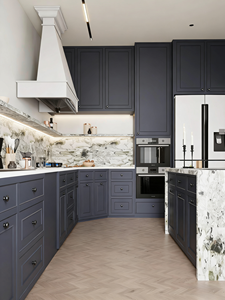 Set di Mobili per <span class=keywords><strong>Cucina</strong></span> Modulare con Ante in Legno Massello e Design Senza Maniglie per Case Nuove e Progetti di Ristrutturazione - Product Image 1