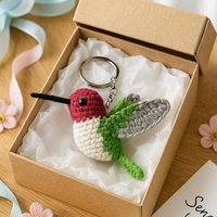Crochet fait main colibri porte-clés PP coton rempli unisexe mignon oiseau tricoté artisanat cadeau pour les amoureux des animaux accessoire quotidien