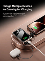 Batterie externe portable 22,5 W PD20W à charge rapide 10000 mAh, avec cordon, câble Type-C vers Lightning, écran numérique intelligent TFT, directement de l'usine