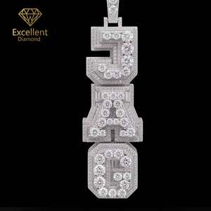 Ciondolo di Lusso in Argento 925 con Moissanite, Gioiello Personalizzato Stile Hip-Hop, Collana Antiallergica Impermeabile GRA - Product Image 1