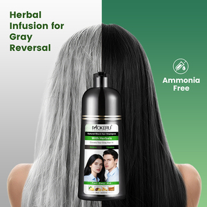 MOKERU Shampoo Colorante per Capelli alle Erbe Senza PPD, Tinta Nera Permanente Rapida in 5 Minuti con Olio di Argan, Copertura Capelli Grigi, 500ml - Product Image 4