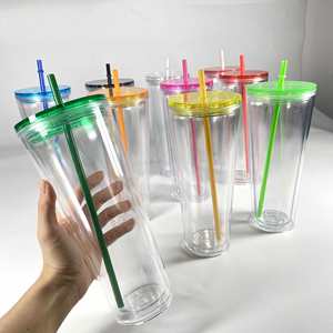 Gobelet DIY à paillettes remplissable 24oz 720ml, double paroi, en plastique transparent avec paille, design couleur personnalisé, idéal pour fêtes, célébrations, cadeaux - Product Image 3