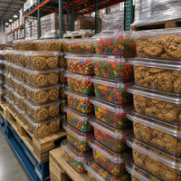 Boîte à collation en PET transparente en vrac 500g, conteneur alimentaire jetable pour biscuits avec couvercle, qualité alimentaire, recyclable, vente en gros