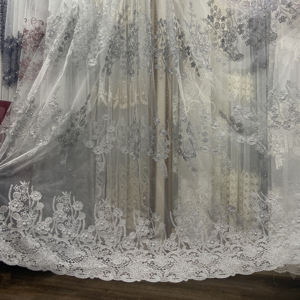 Decoración del hogar tejido bordado flor gasa semi cortina transparente para el hogar - Product Image 1