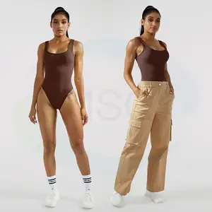 Wholesale Fitness Slim Body Suit Top 1 Piece Thong Body Shaper Seamless Ribbed Sculpting Colombianas Yoga Bodysuit For Women