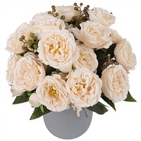 Pivoines artificielles en soie, bouquet beige, 4 lots, style ROMANTIQUE, durables, 14,25 pouces, pour décoration de table de mariage ou de la maison