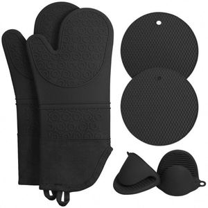 <b>Silicone</b> Oven Mitts Anti-Scalding <b>Waterproof</b> Heat Insulation Fleece-Lined Thickened Gloves for High-Temperature Mitts - Product Image 2
