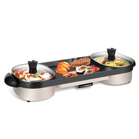 Meilleur barbecue électrique multifonctionnel 2 en 1 avec 3 niveaux de température, sans fumée, antiadhésif, pour intérieur, avec fonction hot pot et grill
