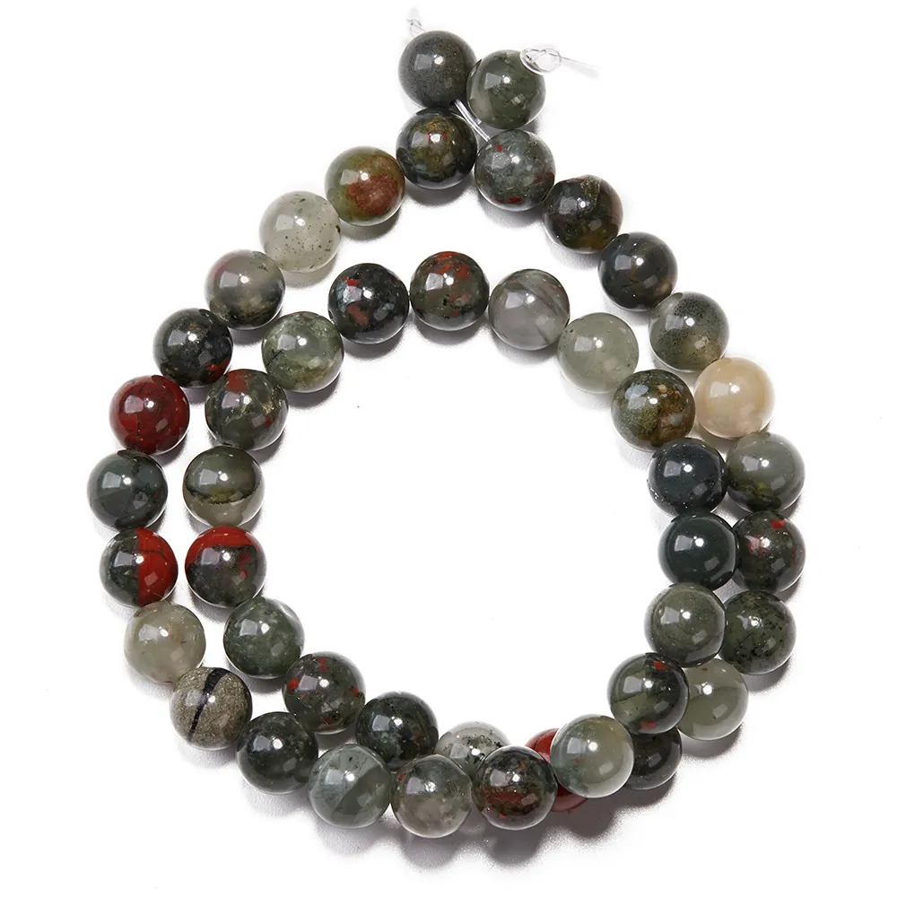 Natural 8mm Africa Blood stone Gemstone Loose Beads Round Crystal Energy Stone Power Beads for Jewelry Making