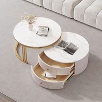Table basse ModHomi au design personnalisé, plateau en marbre moderne, base en métal doré, mobilier de luxe pour la maison, convertible pour chambre et salon