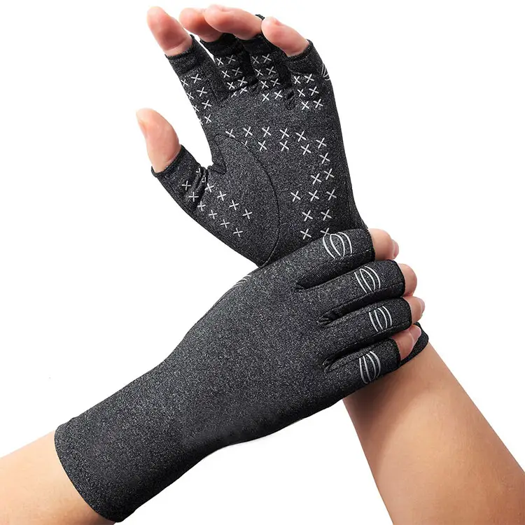 Medio dedo antideslizante proteger las articulaciones aliviar la terapia de compresión Anti artritis guantes de mano para el dolor