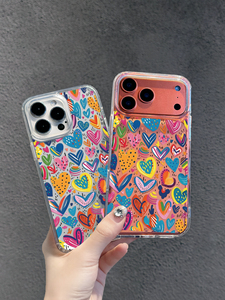 Cover per <span class=keywords><strong>iPhone</strong></span> <span class=keywords><strong>con</strong></span> Stampa di Cuori Colorati, Custodia Trasparente Antiurto per <span class=keywords><strong>iPhone</strong></span> 16/15/14/13/12 Pro Max - Product Image 3