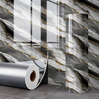 Autocollant mural décoratif en PVC imitation marbre, auto-adhésif, imperméable et résistant à l'humidité, pour salon et fond de télévision