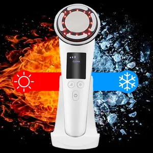 Compresa caliente y fría LED Photon Masajeador reafirmante facial EMS Dispositivo de belleza de estiramiento facial de microcorriente