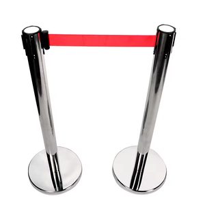 Poteaux de guidage de foule en acier inoxydable pour la gestion du trafic routier, avec barrière à corde rétractable et poteau de délimitation - Product Image 2