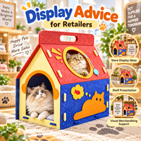 Maison pour chat en feutre portable avec poignée, pliable, pour intérieur, lit douillet pour chat, OEM, vente en gros de fournitures pour animaux de compagnie