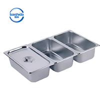 Conteneur Gastronorm Rectangulaire en Acier Inoxydable de Taille 1/3, Robuste, avec Couvercle, Compatible Lave-Vaisselle, Récipient de Rangement Moderne pour Cuisine, Bac GN