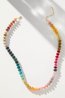 Collier en perles de pierres naturelles multicolores plaqué or 18 carats, chaîne classique réglable, bijoux arc-en-ciel empilables pour le bouddhisme