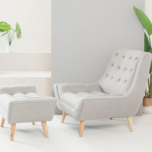 Venta caliente de la habitación de madera maciza sofá moderno distintos elegante sillón y <span class=keywords><strong>Otomano</strong></span> con pierna de madera - Product Image 3