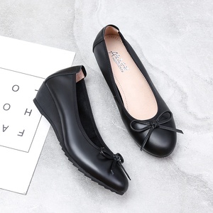 Chaussures <span class=keywords><strong>compensées</strong></span> plates d'été en cuir véritable noir pour femmes, confortables, souples, respirantes, tendance pour les employées de bureau - Product Image 5