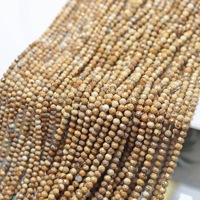 Perles de pierre naturelle en jaspe, facettées, motif marron, 2 mm, 3 mm et 4 mm, pour la fabrication de bijoux