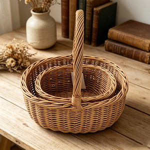 Ensemble de paniers de rangement en rotin grande capacité, <span class=keywords><strong>panier</strong></span> de pique-nique en osier pour le shopping, la lessive, l'organisation des jouets, la décoration de la maison <span class=keywords><strong>et</strong></span> de la cuisine - Product Image 3
