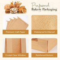 Sacs à pain en papier longs avec poignées en fil d'acier, hermétiques, résistants à la graisse, adaptés au congélateur, avec fenêtre ovale, pour pâtes à sourde et baguettes