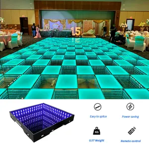 LED DJ 3D Mirror Stage Floor Tile Light RGB Wireless Magnetic Portable APP Control for Catwalk Dating bar Proposal Holiday Decor