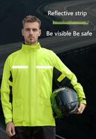Combinaison de pluie de moto pour homme avec logo personnalisé, haute visibilité, respirante, confortable, de type divisé, réfléchissante, en nylon de sécurité