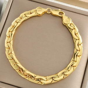 Pulsera de Cobre Italiano de Alta Resistencia con Cierre <span class=keywords><strong>750</strong></span> Chapado en <span class=keywords><strong>Oro</strong></span> de 18k, Diseño Geométrico en Forma de U, Venta al Por Mayor - Product Image 1