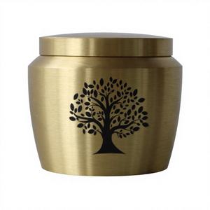 כד שריפת חיות מחמד מנחושת מלאה, עץ החיים, מזכרת לאפר של כלב או חתול - Product Image 1