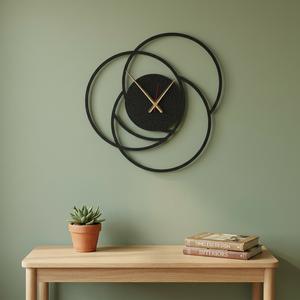 Minimalist Geometric <b>Wall</b> <b>Clock</b> Black Metal Abstract Design Silent Quartz Analog Hanging <b>Clock</b> for <b>Living</b> <b>Room</b> - Product Image 2