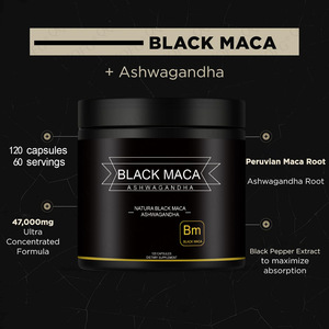 Ekstrak Maca Hitam Alami 40:1 120 Kapsul Suplemen Makanan untuk Pria Ashwagandha 47000mg Formula Ultra Terkonsentrasi - Product Image 3