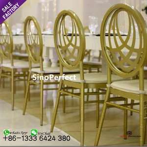 ราคาขายส่ง เฟอร์นิเจอร์โบราณ เก้าอี้จัดเลี้ยงแบบซ้อนได้ โครงเหล็กสีทอง สำหรับงานแต่งงานในโรงแรม - Product Image 2