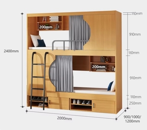Letto <span class=keywords><strong>a</strong></span> Castello Matrimoniale Moderno per Adulti in Metallo e Legno con Scale per Hotel, Appartamenti, Dormitori o Camere Scolastiche - Product Image 6