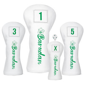 Housse de tête de driver de golf en cuir brodé, design OEM, lot de 4 protections de tête de club de golf en cuir - Product Image 1