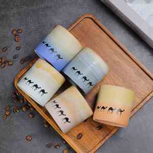 แก้วชาเซรามิคลายอูฐวินเทจ แก้วกาแฟพอร์ซเลนตะวันออกกลาง สำหรับร้านกาแฟ แก้วใส่เทียนหอม - Product Image 2