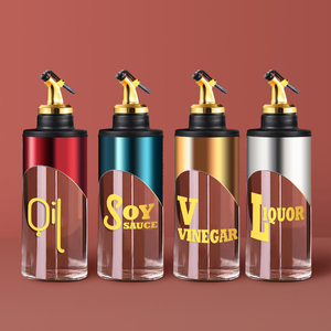 Thủy Tinh Dầu Ô Liu Nước Sốt Đậu Nành Chai Dispenser Trong Suốt Gia Vị Container Thép Không Gỉ Đa Chức Năng Dầu Dispenser Chai - Product Image 4