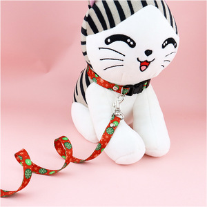 Accesorios para Mascotas, Conjunto de Correa y Collar de Poliéster con Dibujos Animados para Perros Pequeños y Gatos, Edición Limitada de Navidad, Correa para Pasear - Product Image 4