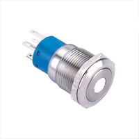 ELEWIND Interrupteur à bouton-poussoir 19 mm en acier inoxydable avec LED rouge illuminée (1NO1NC PM192F-11ZD IP65) CE pour 250 VAC