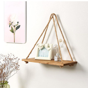 Handmade Influential Wall Hemp <strong>Rope</strong> Hanging Wooden <strong>Shelf</strong> Floating for Home Office Luxury Decor - Product Image 2