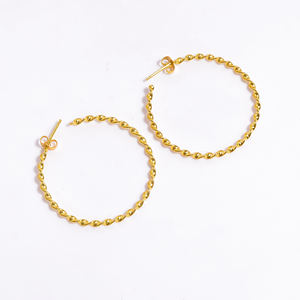 Bijoux de boucle d'oreille en laiton plaqué or de haute qualité, bijoux plaqués or vermeil 18 carats, fournisseur de bijoux en laiton antique - Product Image 5