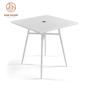 Mesa cuadrada de estilo nórdico Ins para cafetería, muebles de <span class=keywords><strong>terraza</strong></span> y jardín, con agujero de paraguas, color blanco - Product Image 3