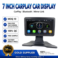 Layar mobil CarPlay nirkabel 7 inci, Portabel Bluetooth Hands-Free Multimedia bantuan mundur Sensor gambar CCD fungsi tahan air