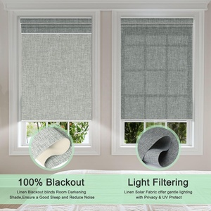 Stores à double rouleau sans fil sur mesure en <span class=keywords><strong>lin</strong></span> <span class=keywords><strong>gris</strong></span>, occultants et filtrants la lumière, jour et nuit, pour la maison et le bureau - Product Image 2