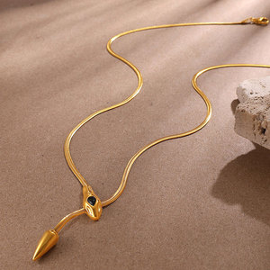 Collar Casual de Oro Pulido de 18k, Cadena Fina de Serpiente de Acero Inoxidable, Collar Lariat para Mujer - Product Image 3